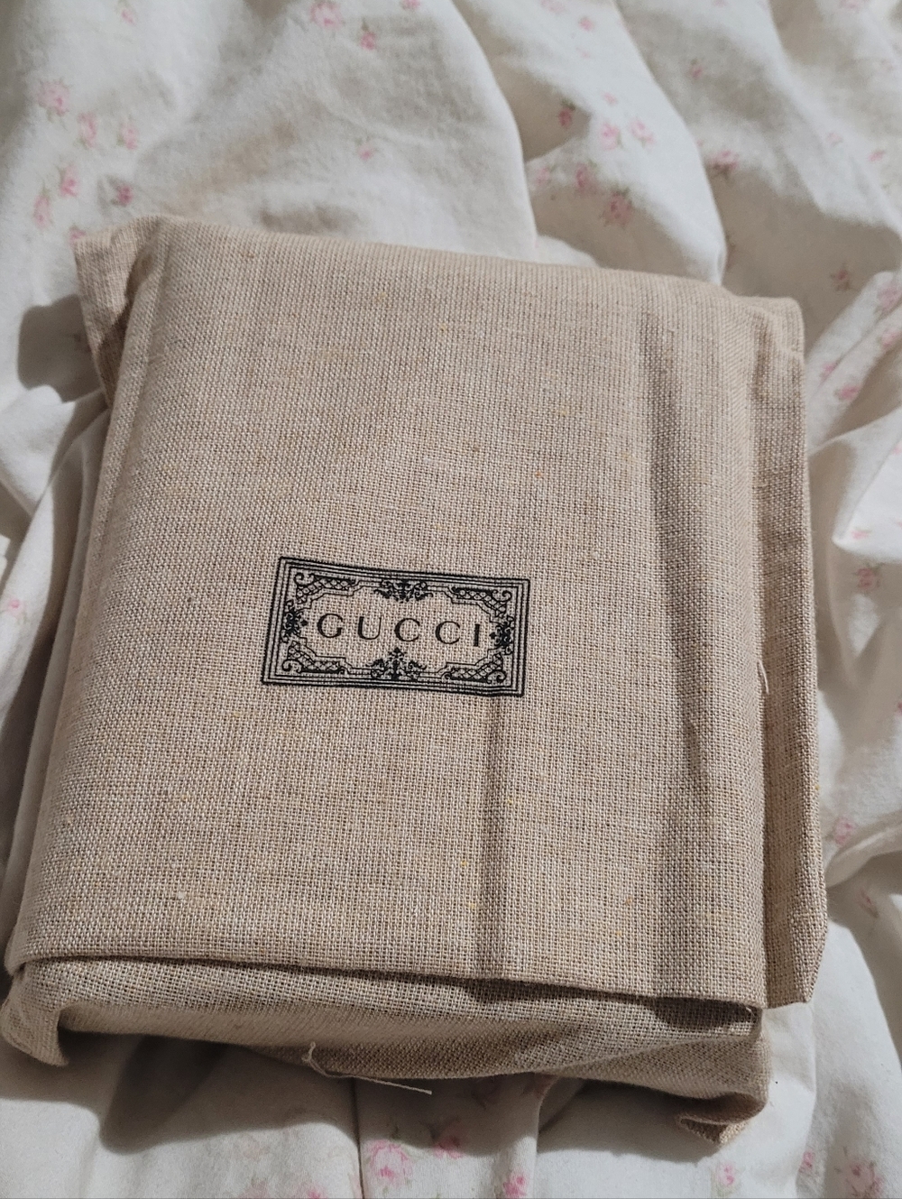 Gucci Beige Burlap Linen Storage Sack